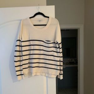 Madewell cream with navy blue stripes oversized sweater size small